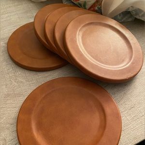 Restoration Hardware Leather Coaster Set (6)